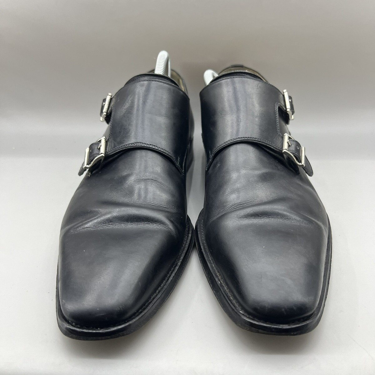 Magnanni Miro Double Monk Strap Shoes Men Size 10 M Black 
