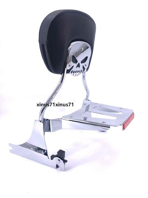 SKULL BACKREST SISSY BAR LUGGAGE RACK 4 HARLEY BREAKOUT CVO Pro Street FXSE FXSB