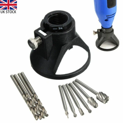 11stk Rotary Multi Tool Cutting Guide Kit HSS Router Drill Bit Attachment Dremel