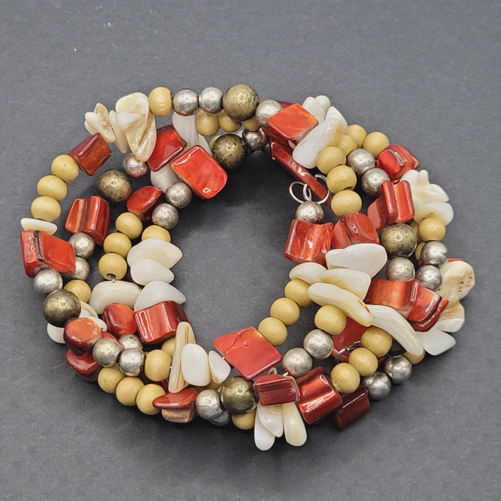 Chunky Wrap Memory Wire Glass Shell Colorful Boho… - image 24