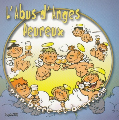 Etiquette de bière - L'abus d'anges heureux - 8,6 X 8,6 cm