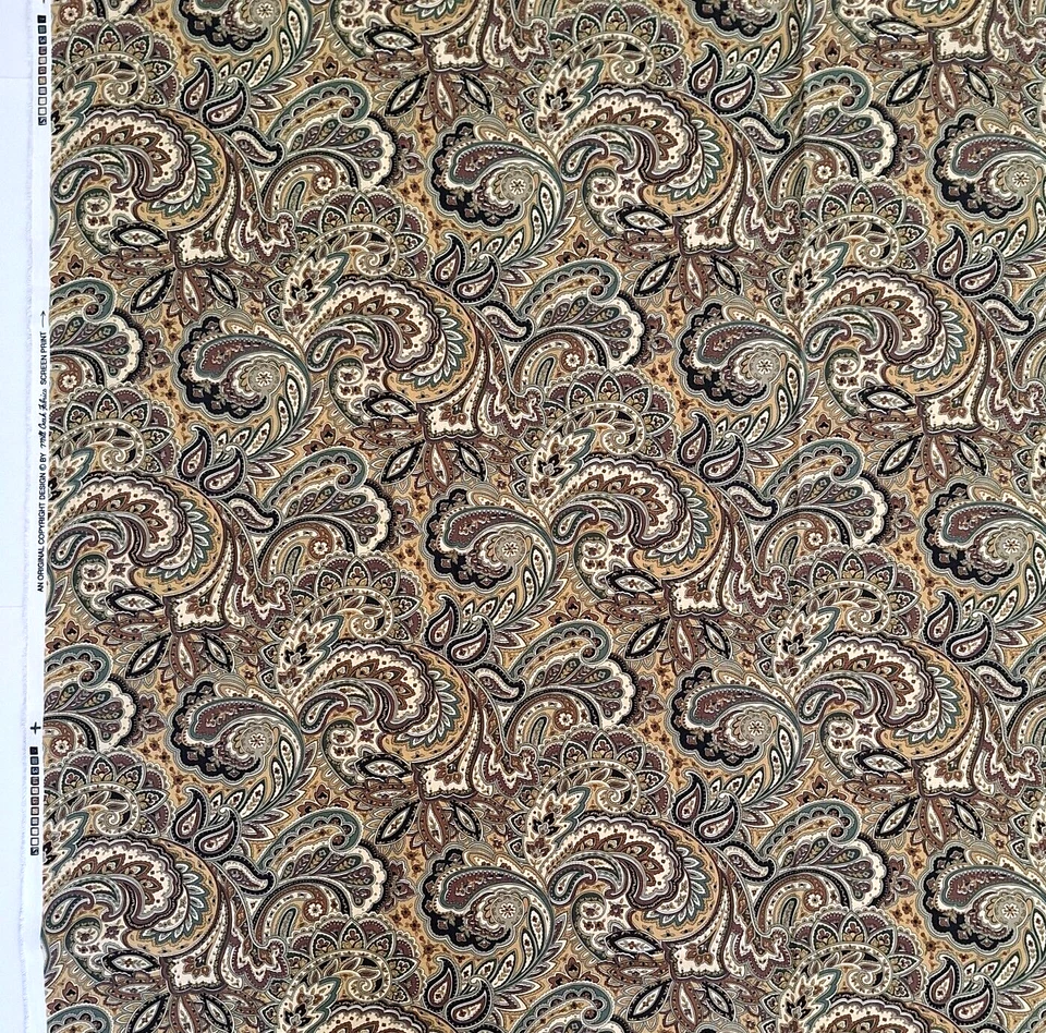 Коричневый бежевый зеленый черный пейсли декор драпировка обивочная ткань Mill Creek 1,6 года - Изображение 2 из 4