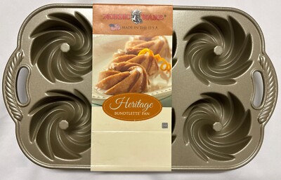 Nordic Ware Backform 6er Kringel Rosetten Heritage Bundtlette Pan, Silber