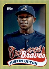 2014 Archives Justin Upton #d /199 Gold Foil Refractor Parallel Braves #191