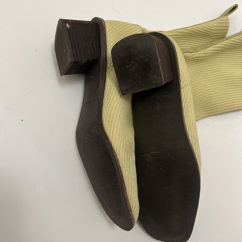 EVERLANE | The Glove Boot Sweater Sock Boots Yellow Chunky Heel Booties - 7.5 - Picture 4 of 12
