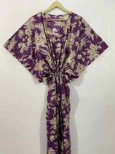 Indian Vintage 100% Cotton Long Beach Maxi Kaftan Dress One Size Caftan Kimono
