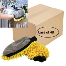 48-Pack 3-in-1 Chenille Microfiber Scratch-Free Car Wash Mitts Glove Auto Care
