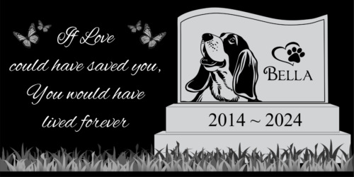 Pet memorial Engraved Marker, headstone Granite gravestone Basset Hound dog - Afbeelding 1 van 24