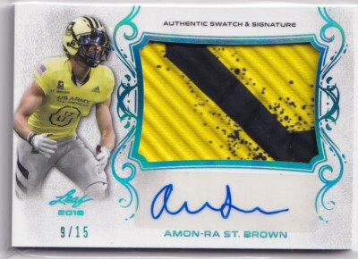2018 Leaf All American Amon-Ra St. Brown Swatch Signature #PA-ARS 9/15