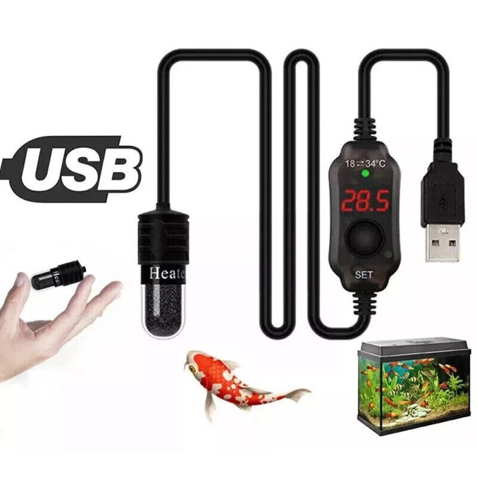 USB 10W Mini Aquarium Heizstab Kleine Regelheizer Aquariumheizung Digitalanzeige - Bild 2 von 4
