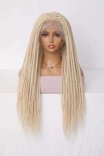 24INCH Long Full Lace Dreadlock Wigs White Blonde Braided Wigs for Black Women