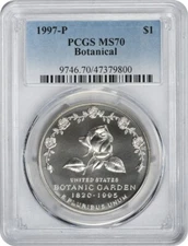 1997-P Botanical Commemorative Silver Dollar MS70 PCGS