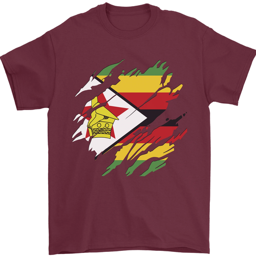 Torn Zimbabwe Flag Zimbabwean Day Football Mens T-Shirt 100% Cotton - Picture 80 of 105