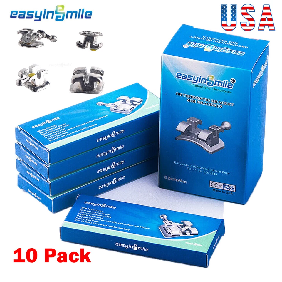 Frenos dentales ortodoncia Mini Roth MBT 022 018 ganchos 3/345 soportes MIM paquete de 10 Foto 4 de 4