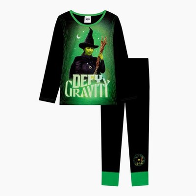 Mädchen böser Schlafanzug schwarz grün Defy Gravity Größe 4-12 Jahre Hexe Langarm