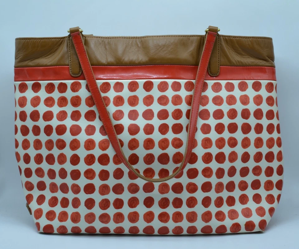 COACH Orange Coated Canvas & Leather Painted Dot Tote Satchel Bag #29432 Handbag - Image 2 of 4