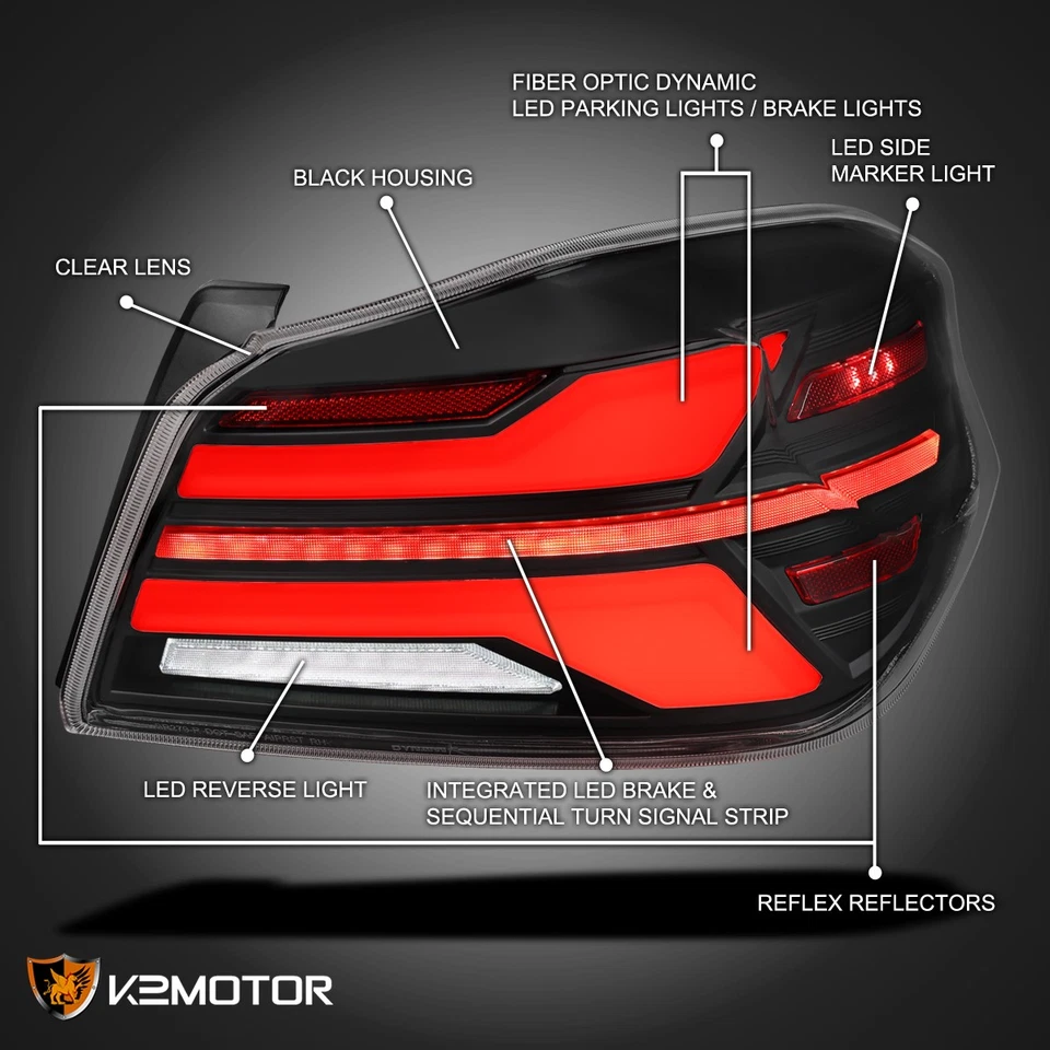 Fits 2015-2021 Subaru WRX STI Black FUll LED Tail Lights Sequential Signal Lamps Foto 3 de 4