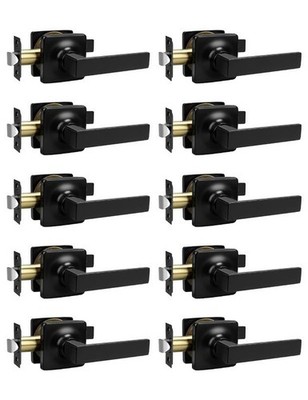 Mengico 10 Pack Matte Black Interior Passage Door Lever,Heavy Duty Non-Lockin...