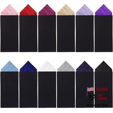 12 Pcs Pocket Squares for Men Polyester Pre Folded Suit Pocket Handkerchief on