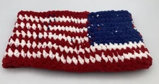 Crochet Neck Gator Scarf Wrap Red White & Blue American Flag Homemade