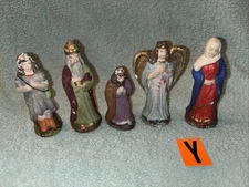 Vintage Manger Nativity Creche Paper Mache Angel WiseMan Shepherd Lot  4-4.5” #Y