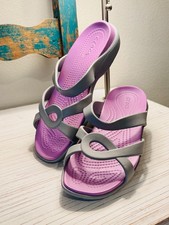 CROCS Maleen Twist Slide Sandals in Gray and Lavender - 9