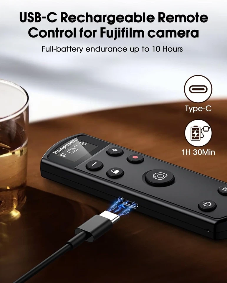 Wireless Remote Control for Fujifilm Cameras, Rechargeable OLED - Image 3 of 4