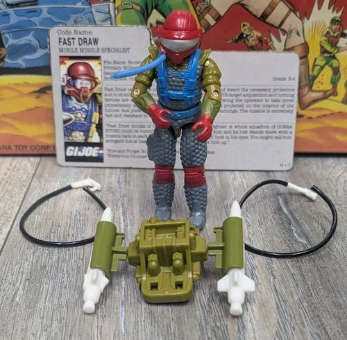Vintage GI Joe 1987 Fast Draw w/ File Card 100% Complete Great Condition