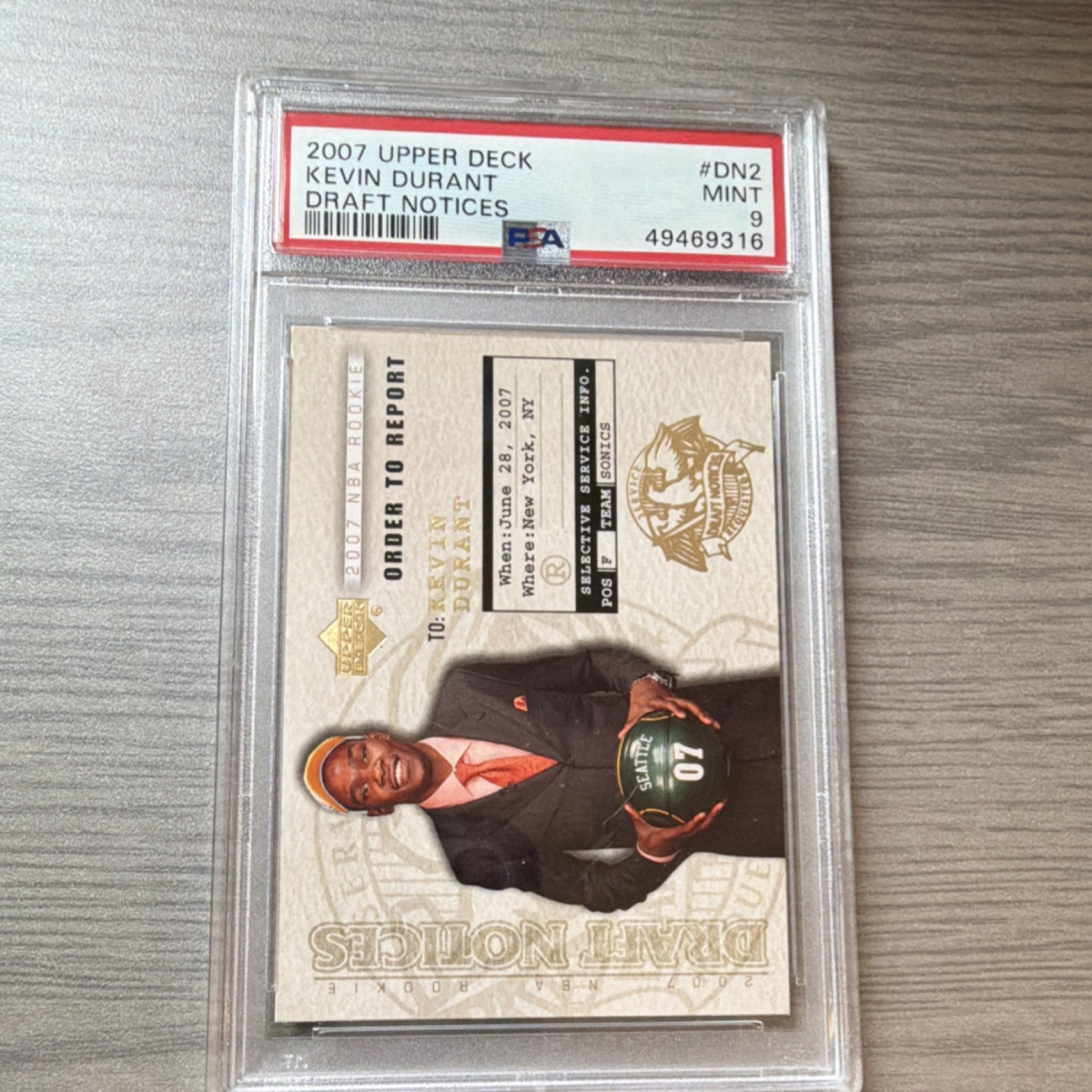 Upper Deck 2007-08 Draft Notices Kevin Durant Rookie #DN2 PSA 9