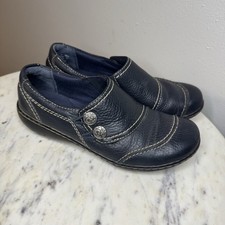 Clarks Bendables Size 6 Blue Women's Leather Loafers Slip-On Shoes Comfort -H1