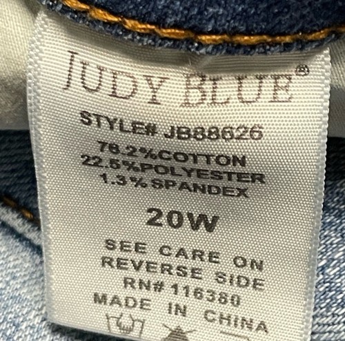 JUDY BLUE "FLY LIKE AN EAGLE" Slim BOOTCUT JEANS Sz 20W Style JB88626 Med wash - Picture 6 of 16