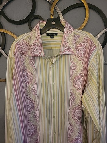 Vintage Brandini - Hemd mit Knopfleiste Gr. XXL - Disco Motiv - 100% Baumwolle - Neu mit Etikett