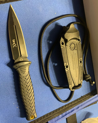 Harley Davidson - TecX Black  Fixed Blade Dagger Boot Knife with original box