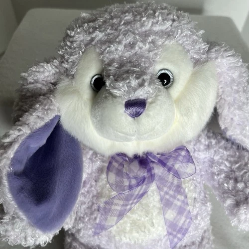 People Pals Plush Stuffed Ligh Purple Bunny Rabbit White Face & Tail Purple Bow