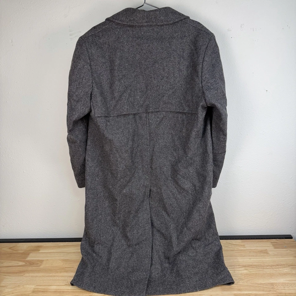 VTG 70s Pendleton TRENCH Coat Men 44 Gray Virgin Wool Overcoat Button USA Made - Image 3 of 4