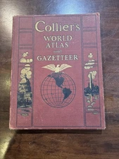 Vintage 1937 Collier's World Atlas And Gazetteer Large Hardcover