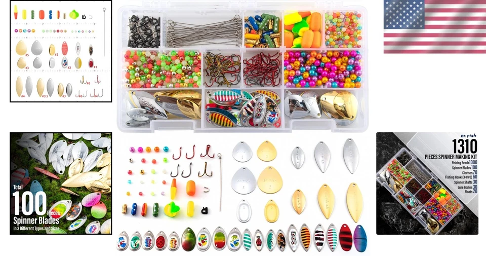 Kit de fabricación de hilanderos personalizables de 1310 piezas para entusiastas de la pesca de Walleye Foto 2 de 4