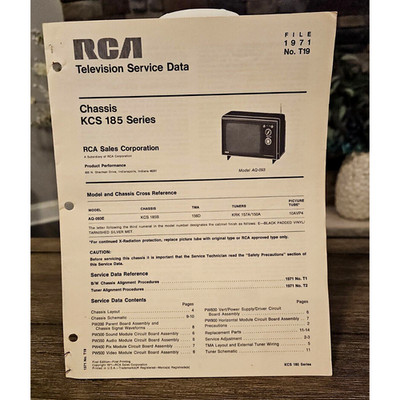 RCA Television Service Data Chassis KCS 185 Series 1971 No T19