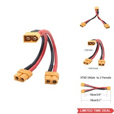 XT60 Parallel Battery Connector Cable 14AWG 1 Male to 2 Female Y Splitter