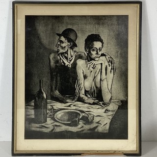 Framed Print of "The Frugal Repast" 1904 Etching by Pablo Picasso (A1) NS#8124