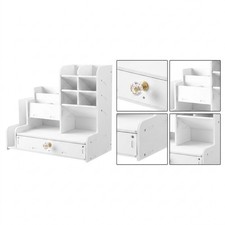 28.5x14.8x25cm White Stationery Storage Box for Desk Pens Markers and Tools