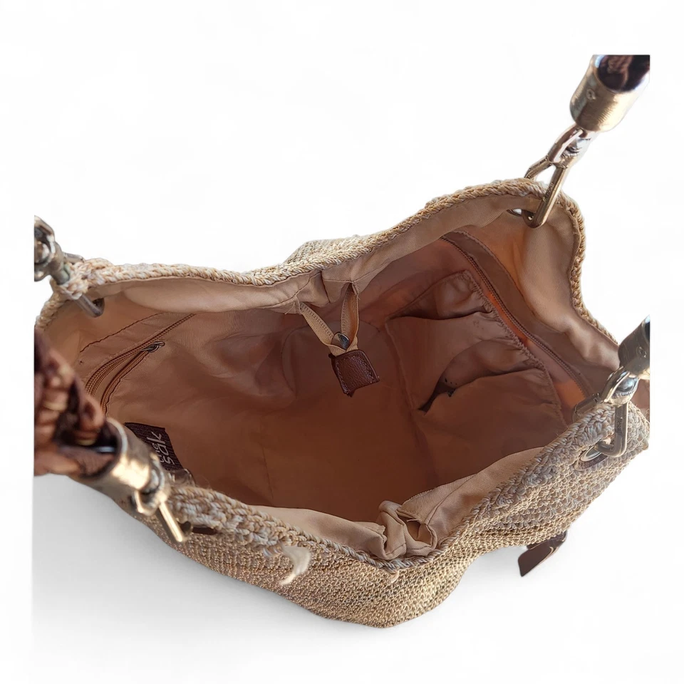 Bolso de Hombro Hobo The Sak Indio Crochet Tonos Tierra De Colección Años 90 Foto 4 de 4