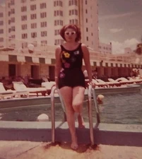 Vtg Photo Pretty Woman Miami Beach FL Bathing Suit Sans Souci Hotel Florida 60s