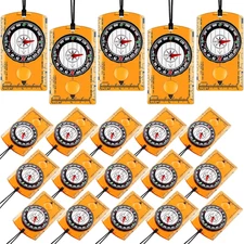 20 Pack Orienteering Compasses Hiking Map Reading Backpacking Orange Survival