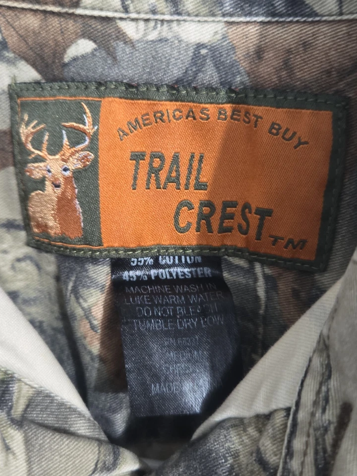 Trail Crest Camo Hunting Shirt Jacket Men’s Size M [Chest 23] Cotton Blend Long. - Image 2 of 3