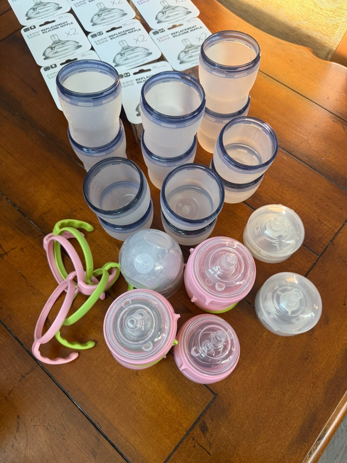 3 PACKS NEW Comotomo Baby Bottle Bundle, Pink and Green, (21