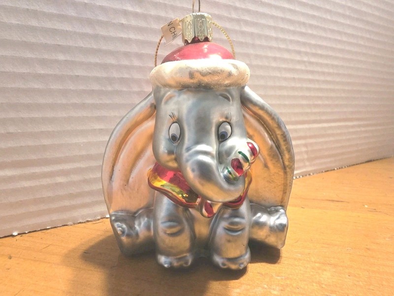 Vintage Disney Store Glass "Dumbo" Elephant Christmas Ornament
