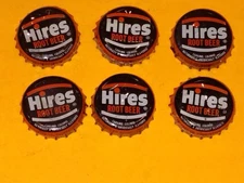 6- Vintage Hires Root Beer Soda Bottle Caps - Holly Beverages - Youngstown,OH