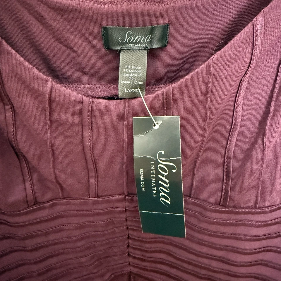 Nuevo con etiquetas Vestido Largo Soma Intimates Brillo Sin Eternidad Burdeos Vino Suave Talla Grande Foto 4 de 4