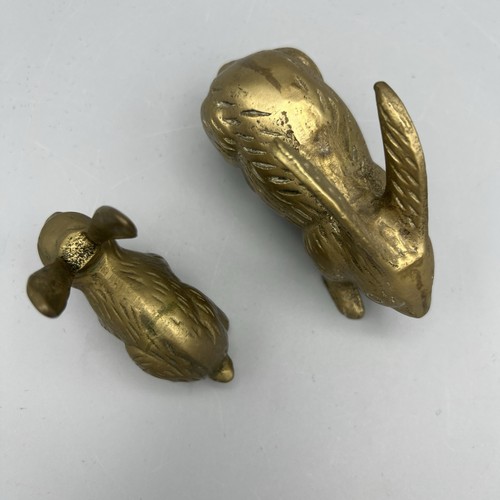 Pair Vintage Brass Bunny Rabbit Sculptures Paperweight Figurine 3.5” Mid Century - Picture 12 of 16